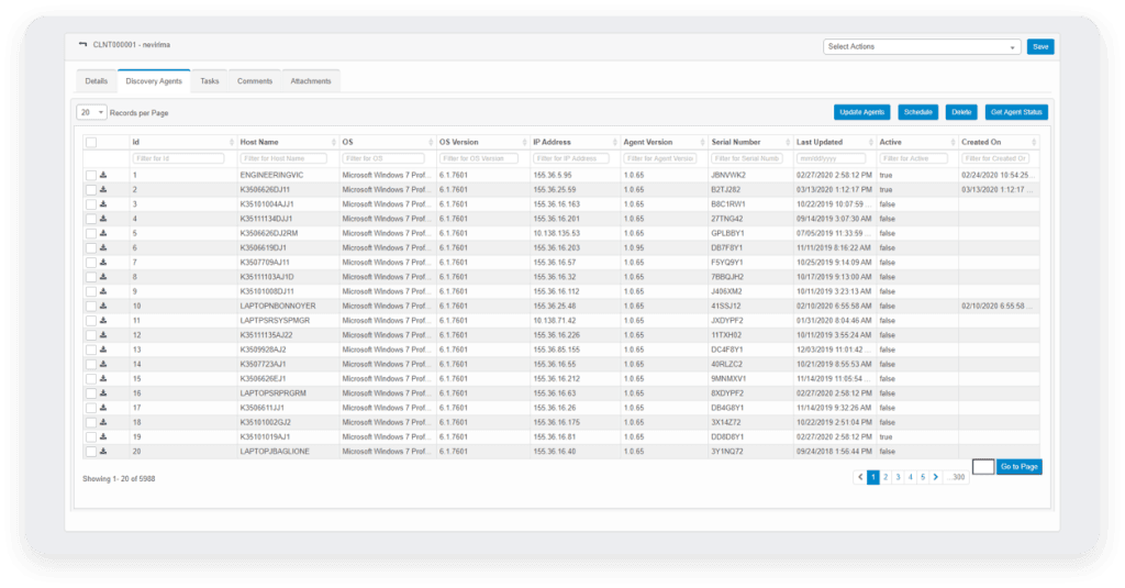 An image of the Windows Discovery Agent feature on Virima's ITAM tool