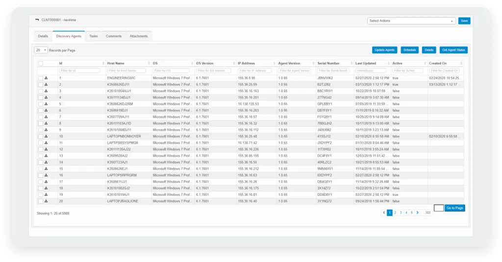 An image of the Windows Discovery Agent feature on Virima's ITAM tool