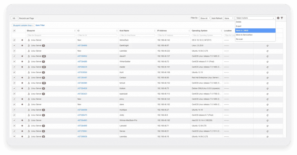 Virima’s comprehensive asset inventory