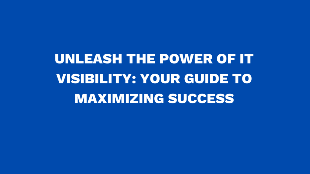Unleash the power of IT Visibility: Your Guide to Maximizing Success