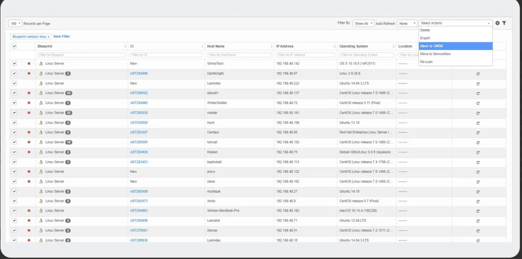 Broad coverage through Virima discovery
