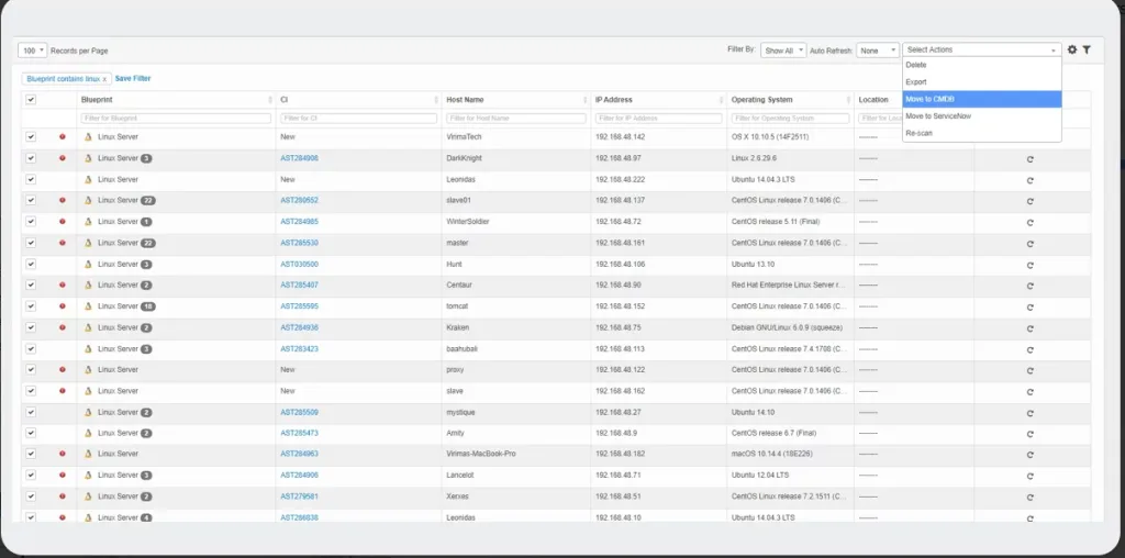 Broad coverage through Virima discovery