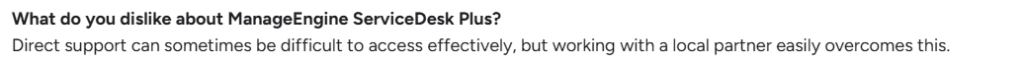 ManageEngine ServiceDesk Plus cons