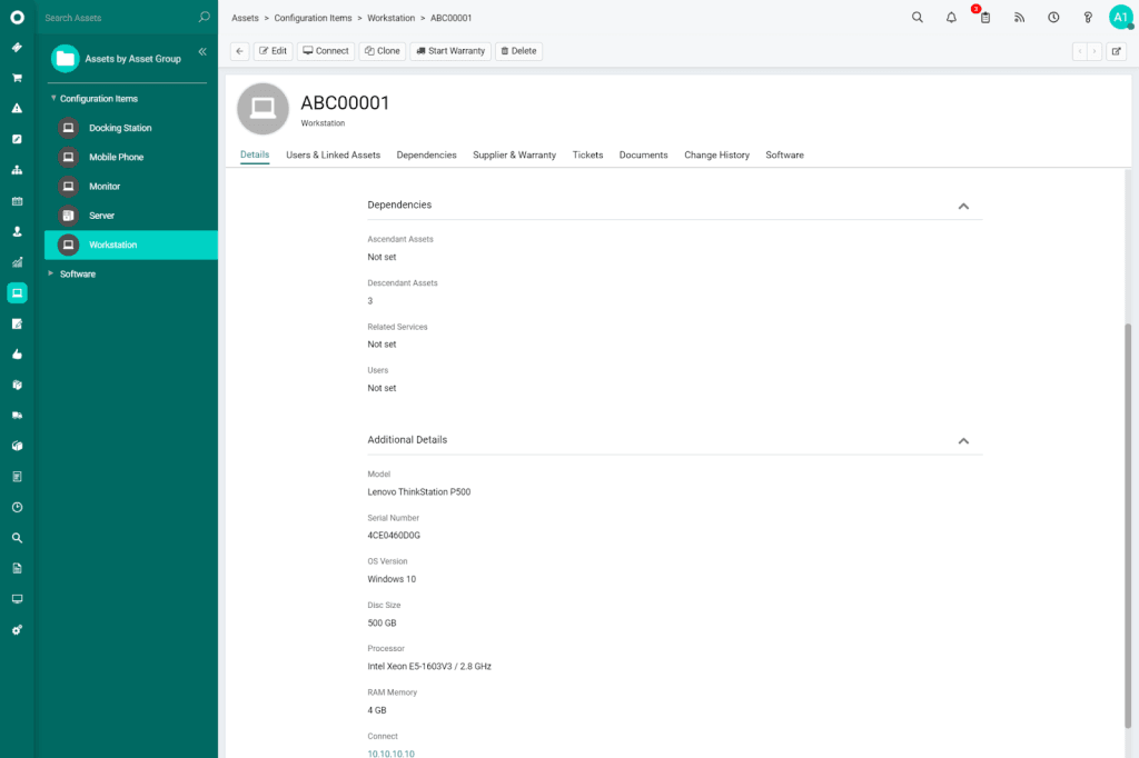 Halo CMDB logs asset details and tracks a traceable history of each configuration change.