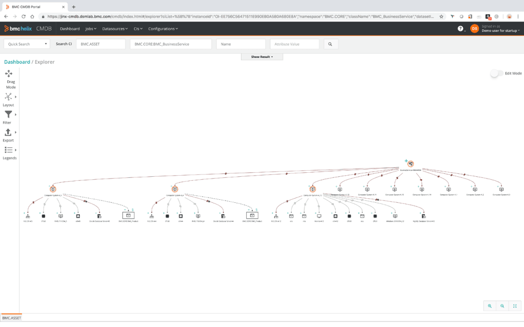 The BMC CMDB serves as a central reference for the dependencies among business processes, users, applications, and IT infrastructure, guiding all IT decisions.
