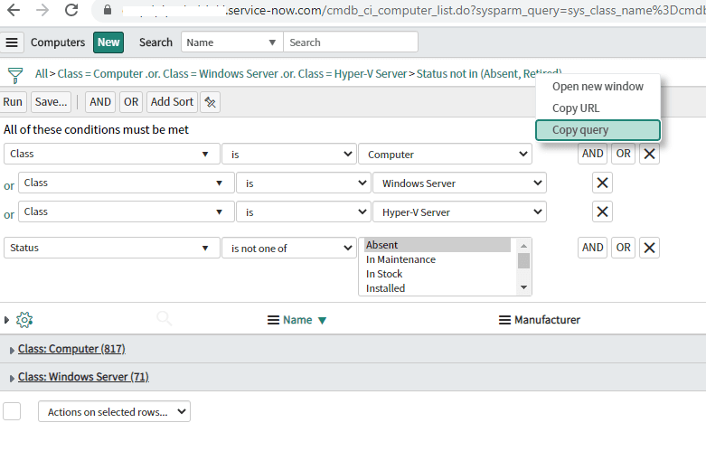 Use the scheduled script to generate CMDB baselines automatically.