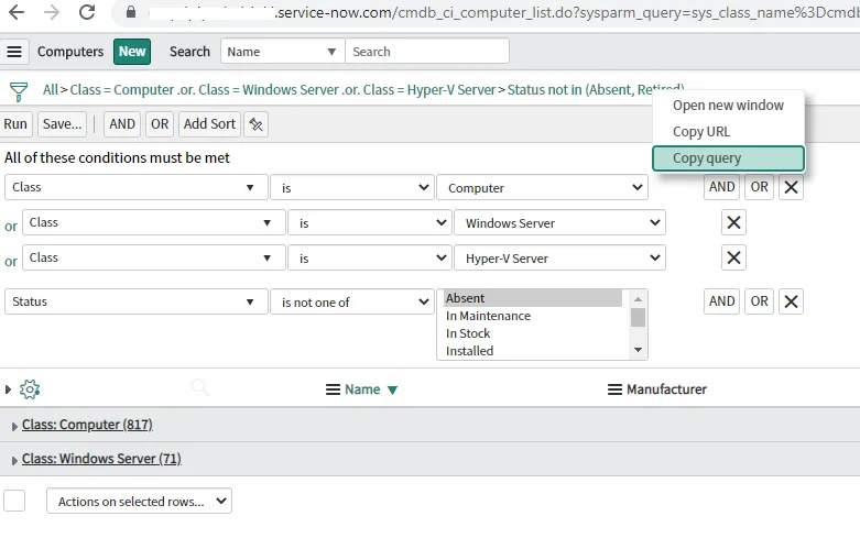 Use the scheduled script to generate CMDB baselines automatically.