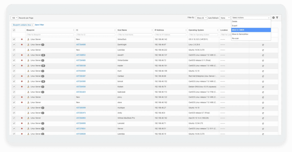 Virima offers detailed syncing options for CMDB assets with external systems like ServiceNow, Ivanti, Cherwell, and Jira Service Management.