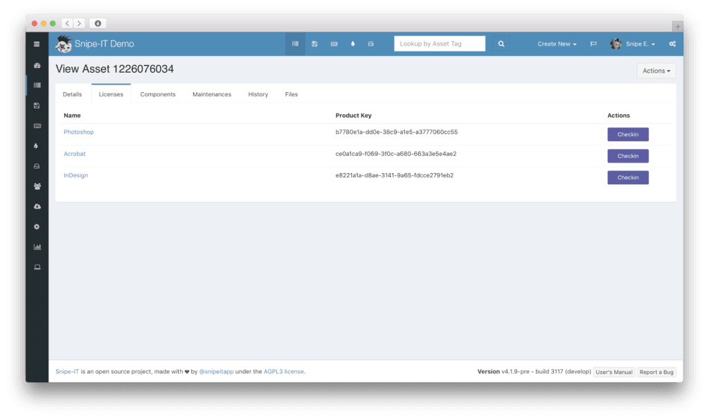 Snipe’s alerts help avoid interruptions caused by missed license renewals or overdue check-ins.