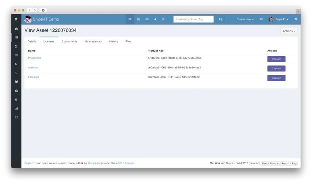 Snipe’s alerts help avoid interruptions caused by missed license renewals or overdue check-ins.