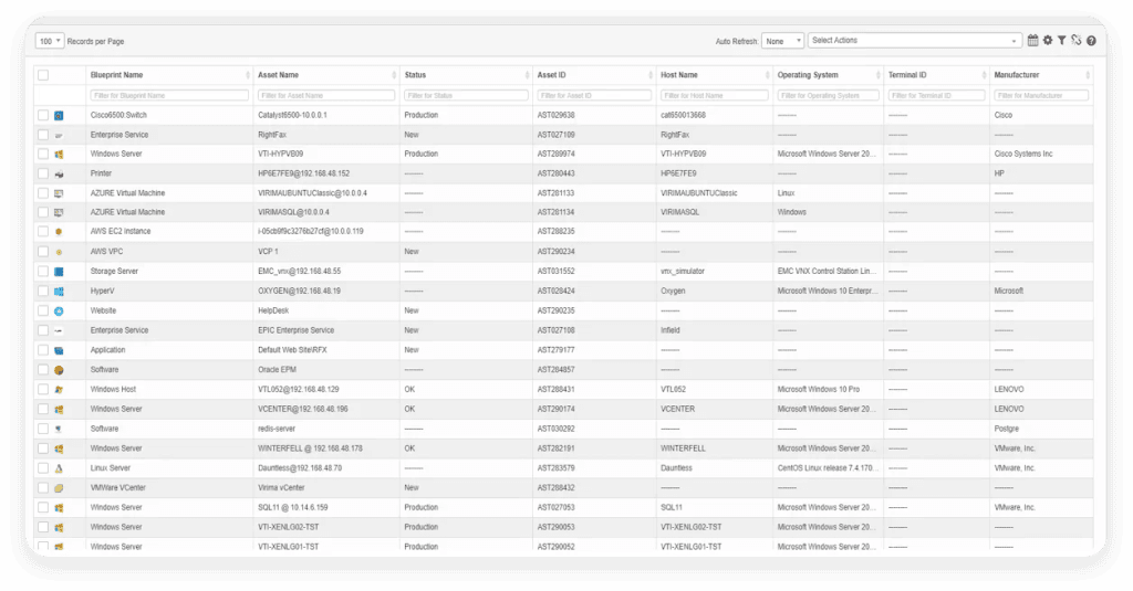 Full audit history and versioning of all configurable items (CI) updates from Virima CMDB