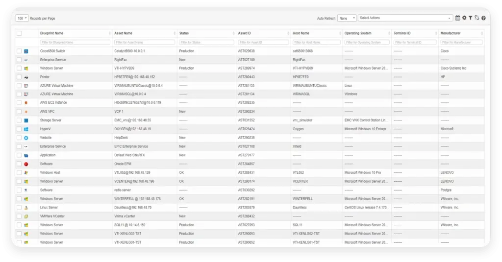Full audit history and versioning of all configurable items (CI) updates from Virima CMDB