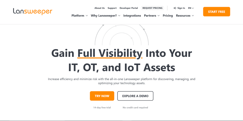 Alt text: Lansweeper website