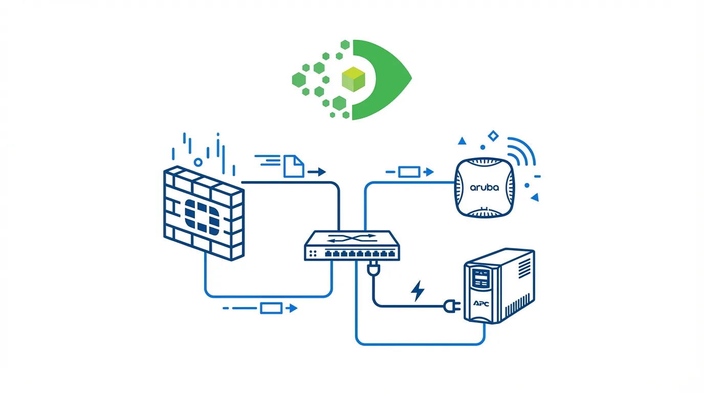 Fortinet Aruba APC UPS multi-vendor network CMDB discovery visualization