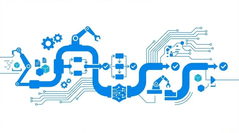 IT runbook automation ITSM workflow showing automated task sequences with blue pipeline design
