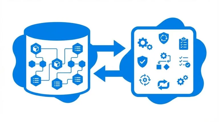 CMDB versus SACM comparison illustration showing the difference between a configuration database tool and an ITIL v4 governance practice