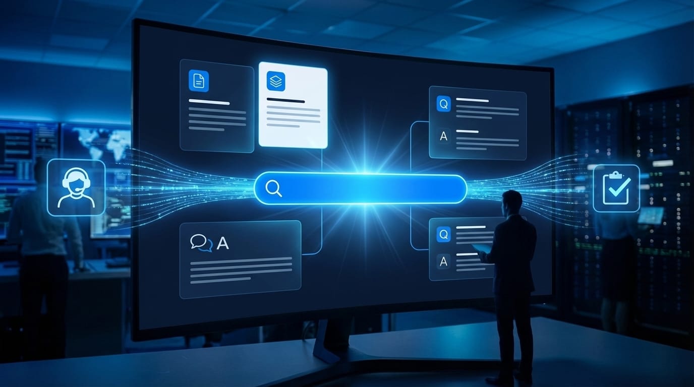 Virima self-service portal knowledge base and FAQ interface showing employee IT service interactions