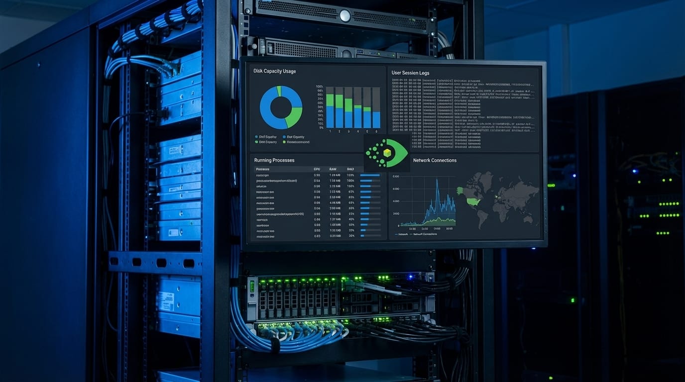 Linux server CMDB discovery disk capacity last login process data non-sudo scanning