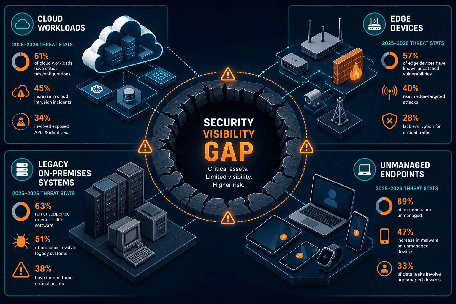 Conceptual Diagram Showing Four Blind Sp — Virima Cybersecurity It Asset Visibility Cmdb