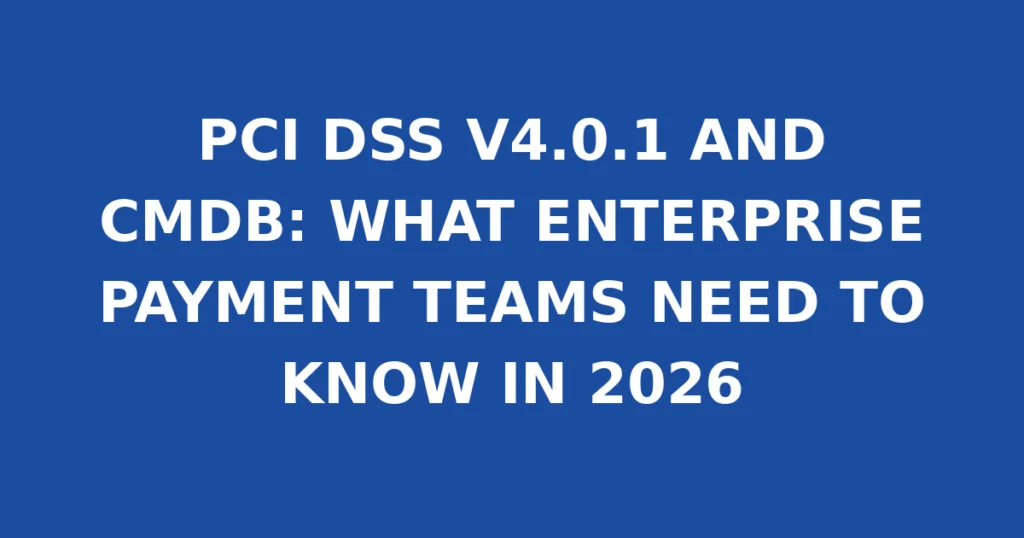 PCI DSS V4.0.1 AND CMDB: WHAT ENTERPRISE PAYMENT TEAMS NEED TO KNOW IN 2026
