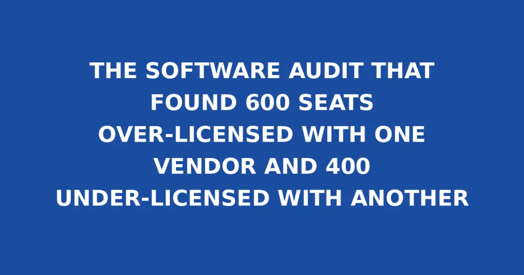 THE SOFTWARE AUDIT THAT FOUND 600 SEATS OVER-LICENSED WITH ONE VENDOR AND 400 UNDER-LICENSED WITH ANOTHER