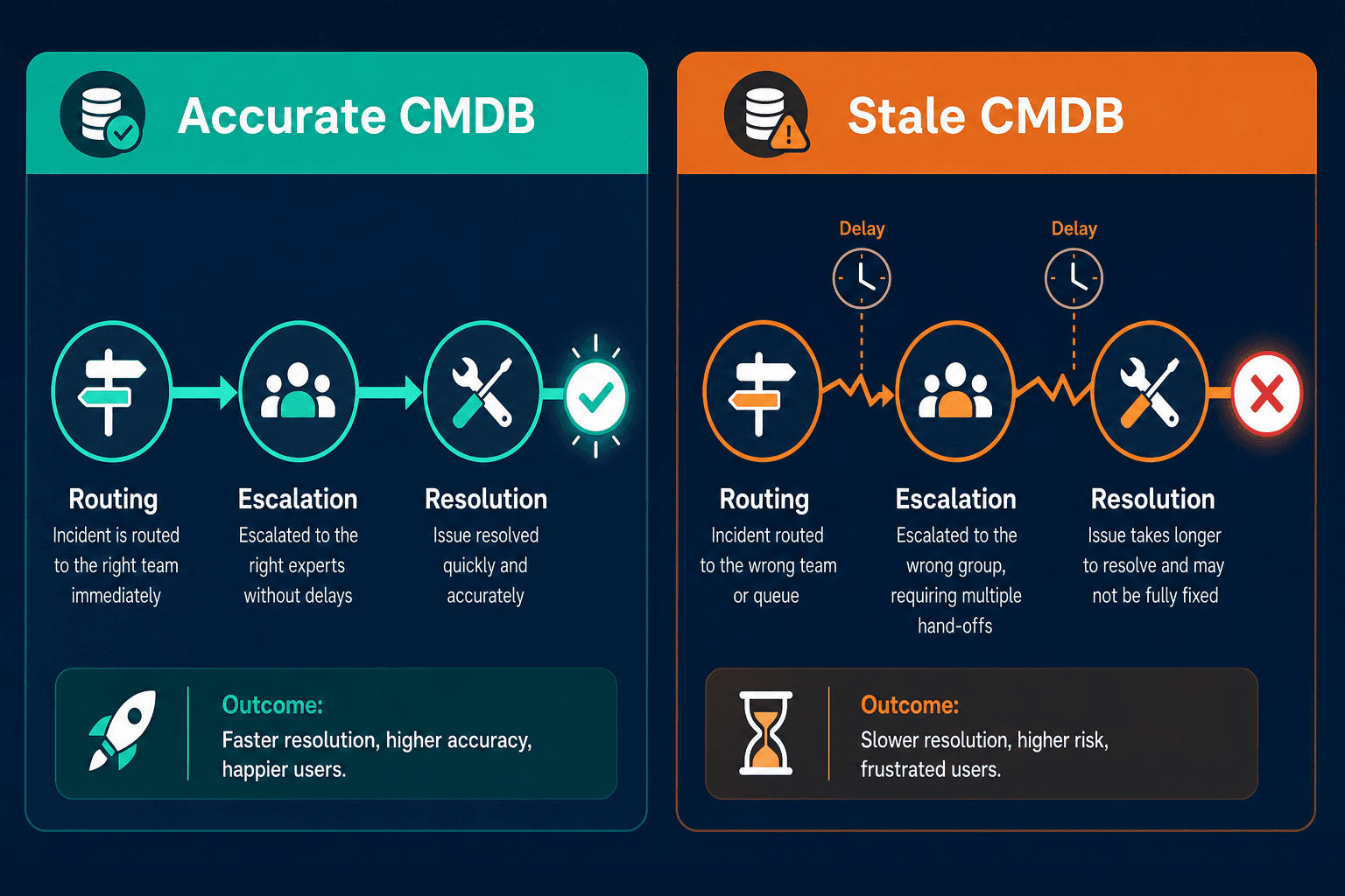 Side By Side Flow Showing An Incident Re — What Is Itsm Explained
