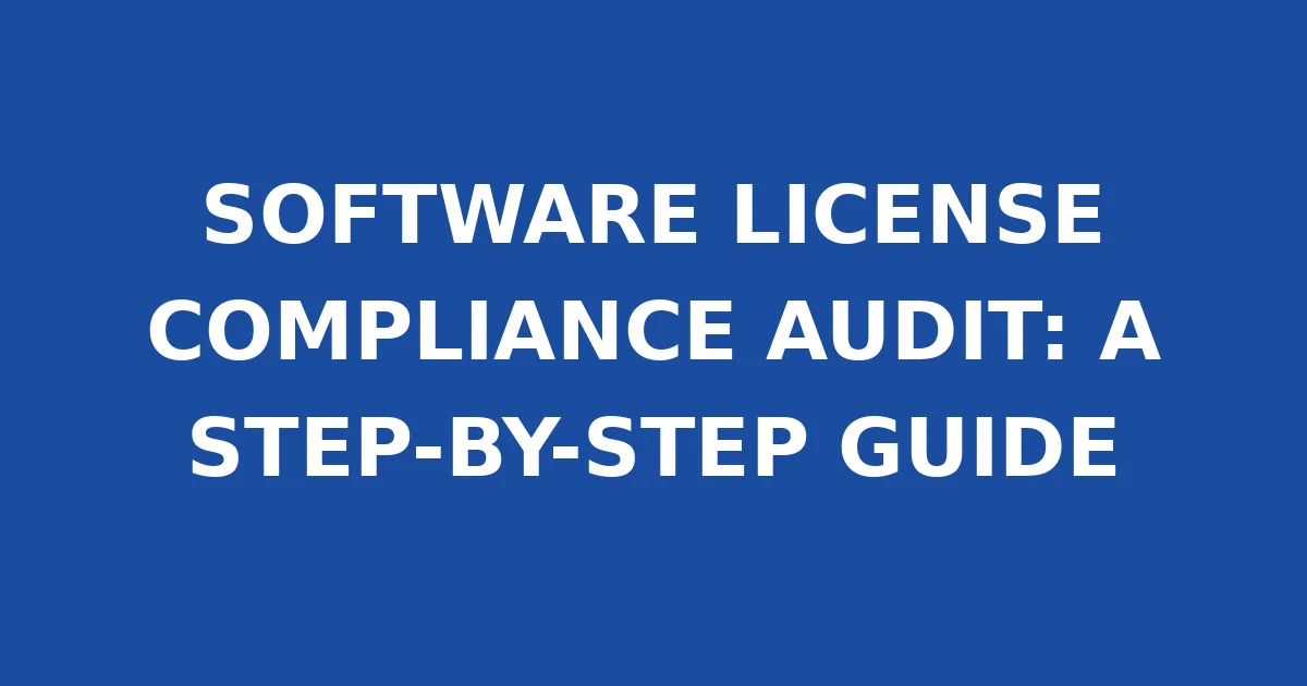 SOFTWARE LICENSE COMPLIANCE AUDIT: A STEP-BY-STEP GUIDE