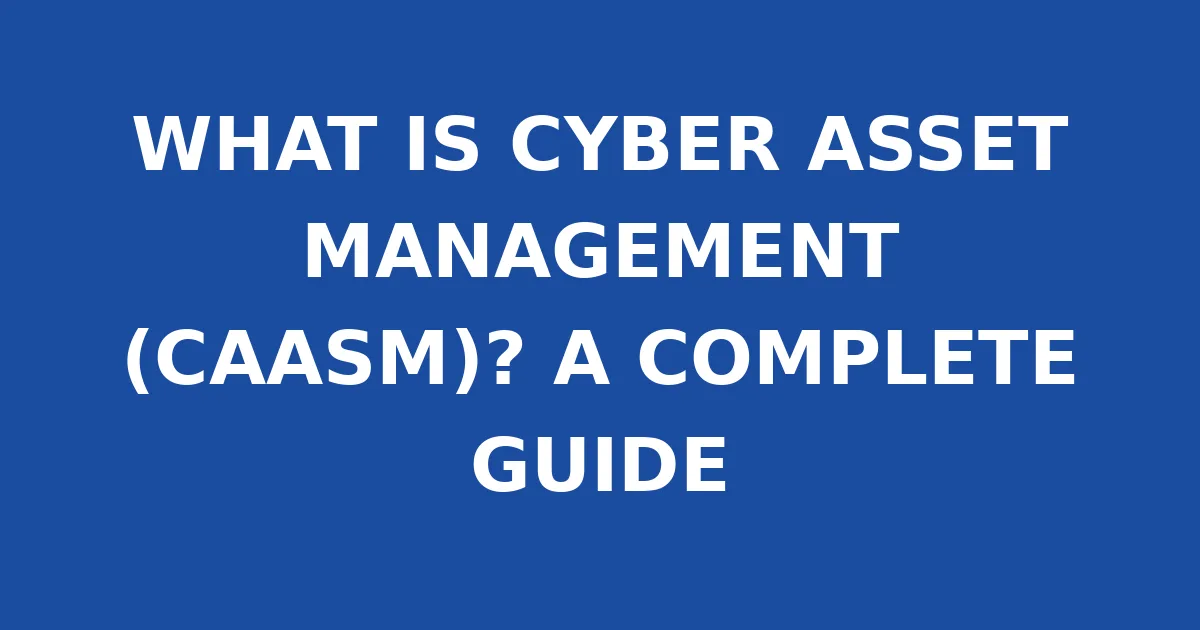WHAT IS CYBER ASSET MANAGEMENT (CAASM)? A COMPLETE GUIDE