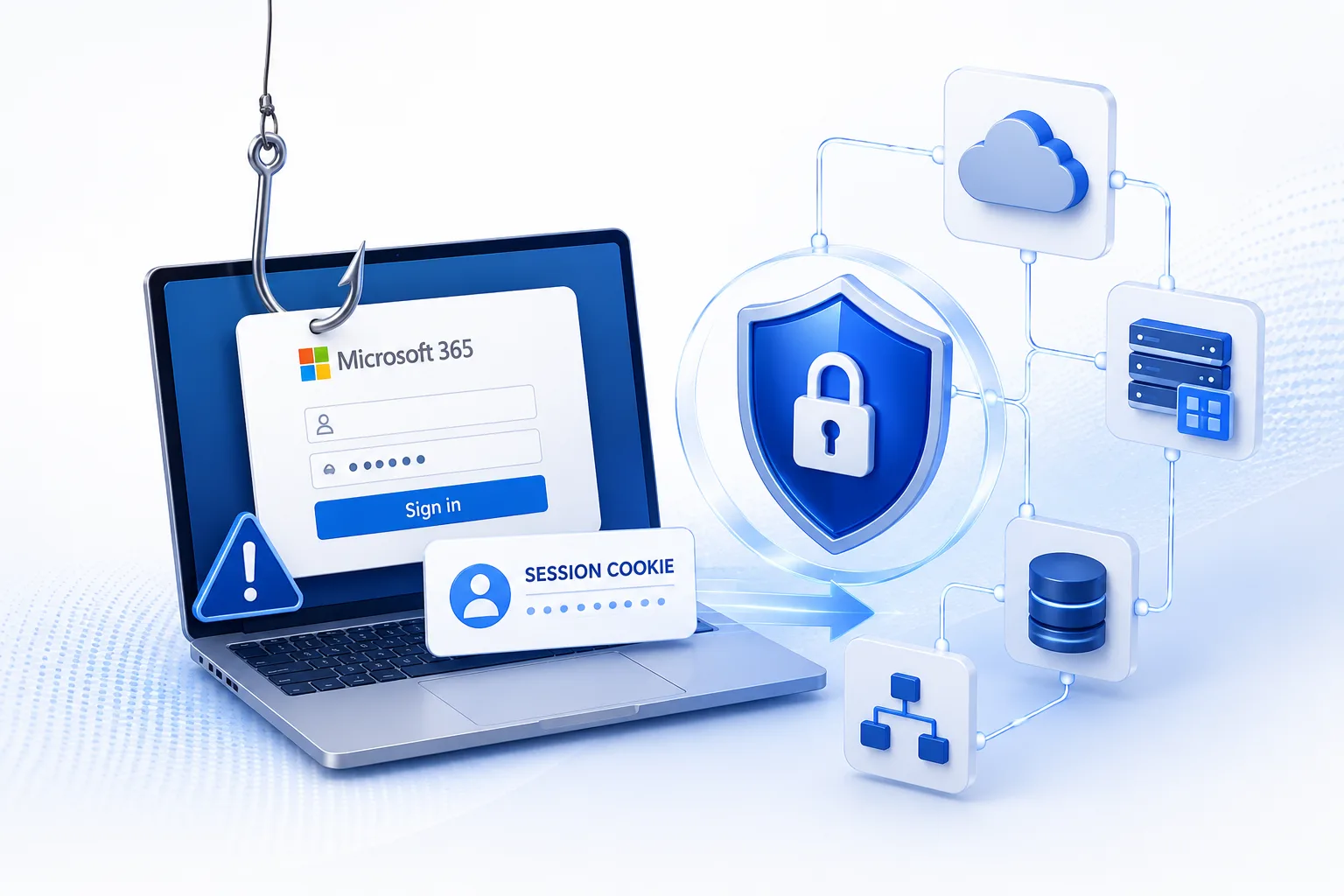 Illustrative image showing stolen Microsoft 365 session cookies.