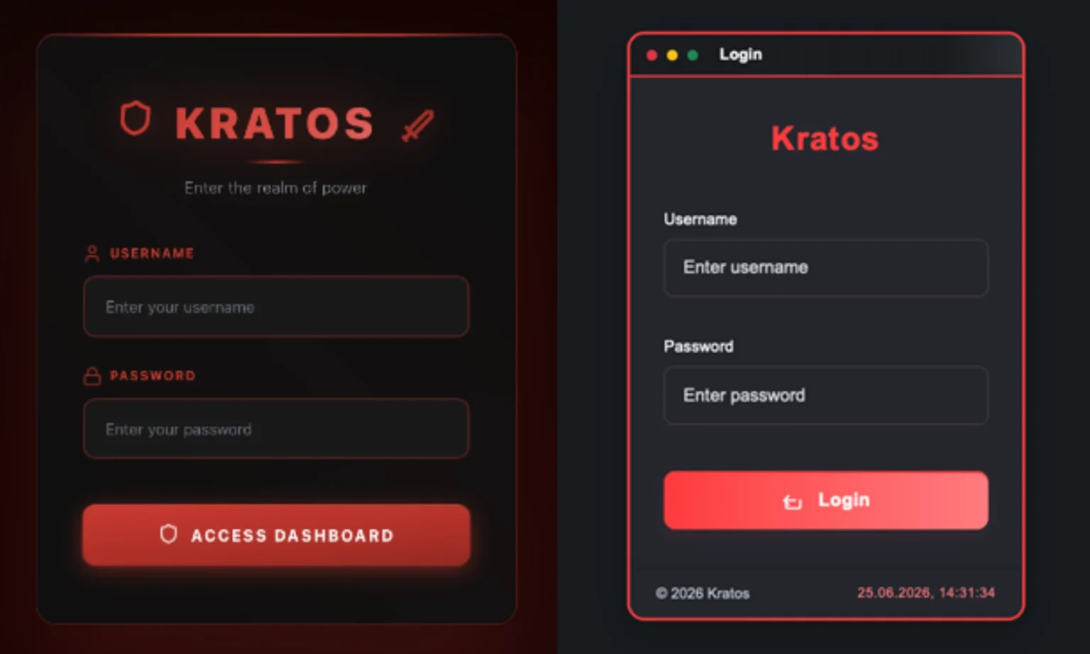 Kratos phishing kit login page 