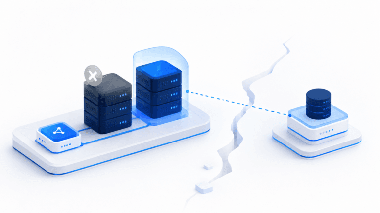 Disaster recovery vs high availability shown as local server redundancy and a geographically separate recovery environment.