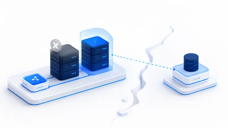 Disaster recovery vs high availability shown as local server redundancy and a geographically separate recovery environment.