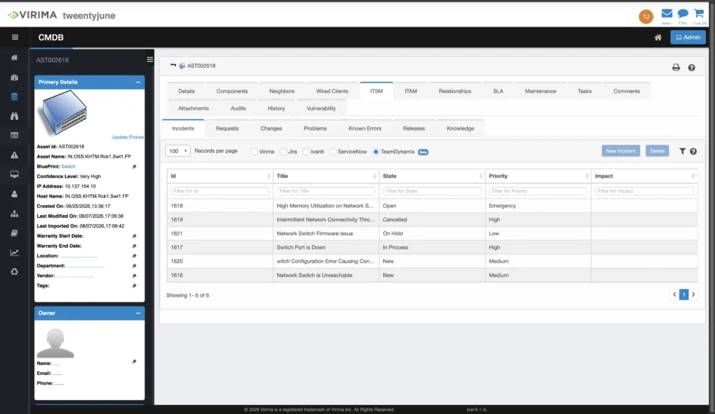 Virima TeamDynamix Integration