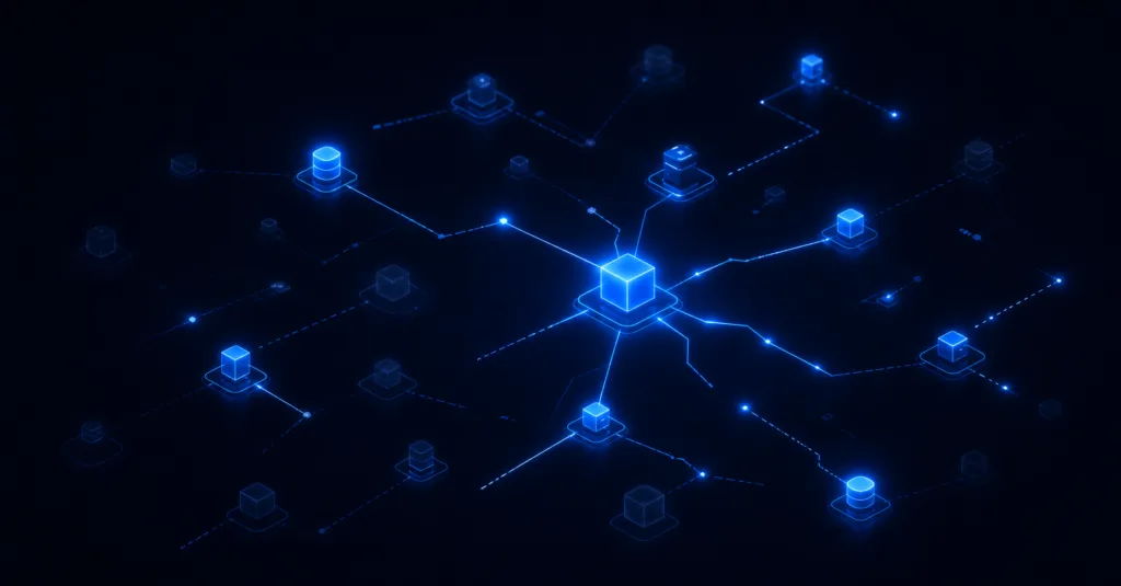 Fragmented node network showing disconnected and missing asset relationships in a hybrid IT environment.