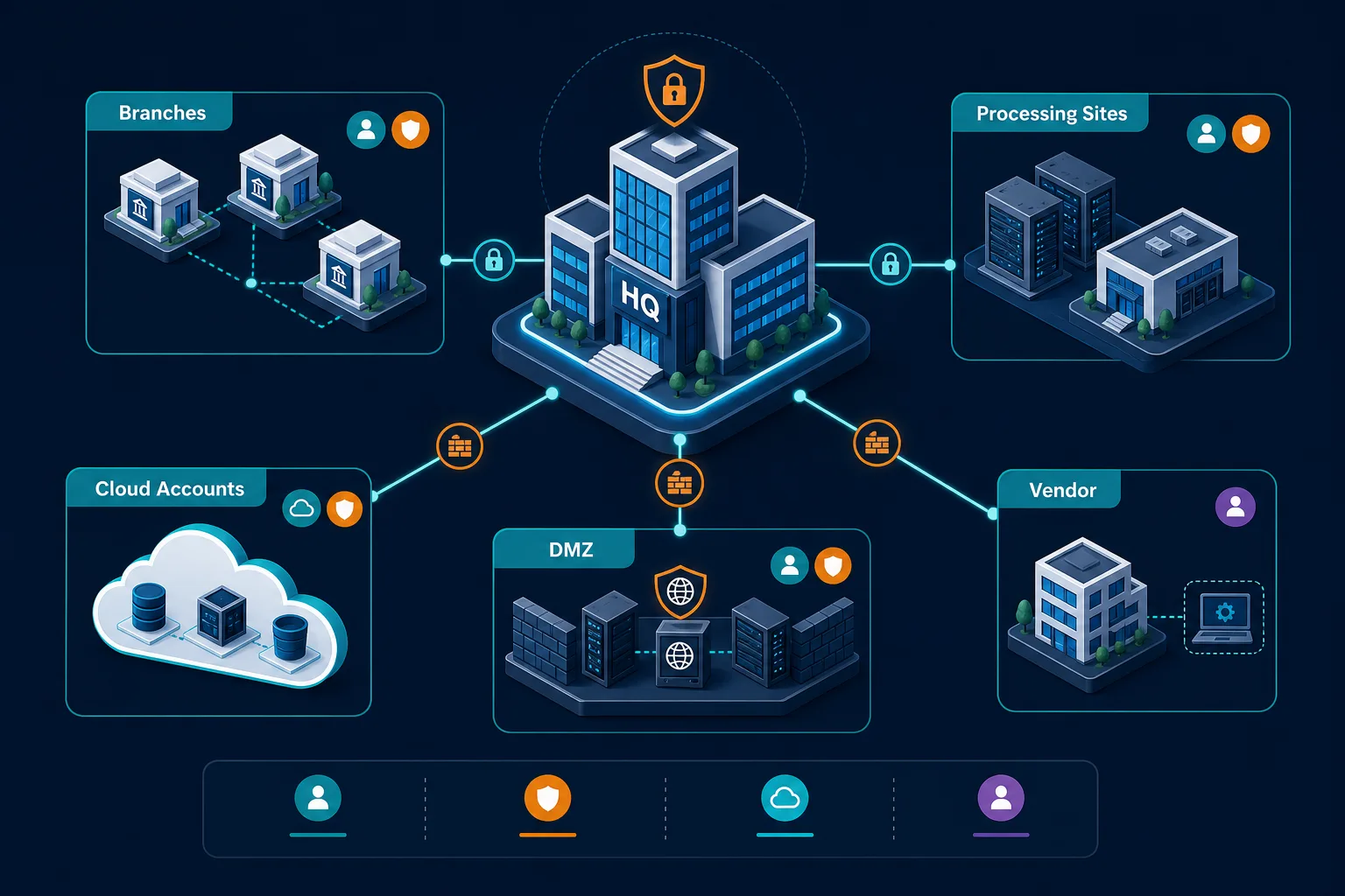 Conceptual Diagram Of A Multi Site Banki — It Asset Visibility Charlotte Banking Cybersecurity