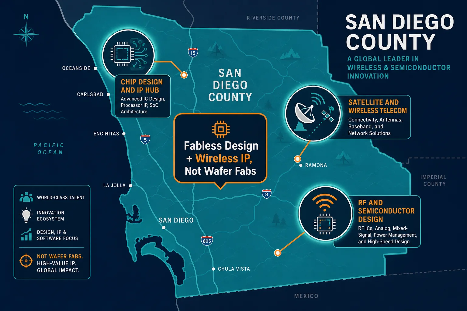 Map Style Graphic Of San Diego County — Hybrid Cloud Cmdb San Diego Telecom Semiconductor