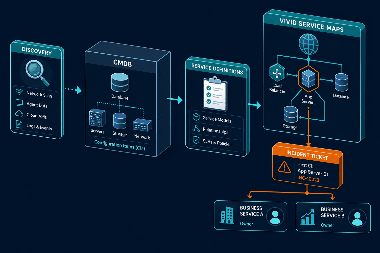 Conceptual Diagram Showing Discovery Int Conceptual Diagram Showing Discovery Int — Which Business Service Breaks When Database Host Fails