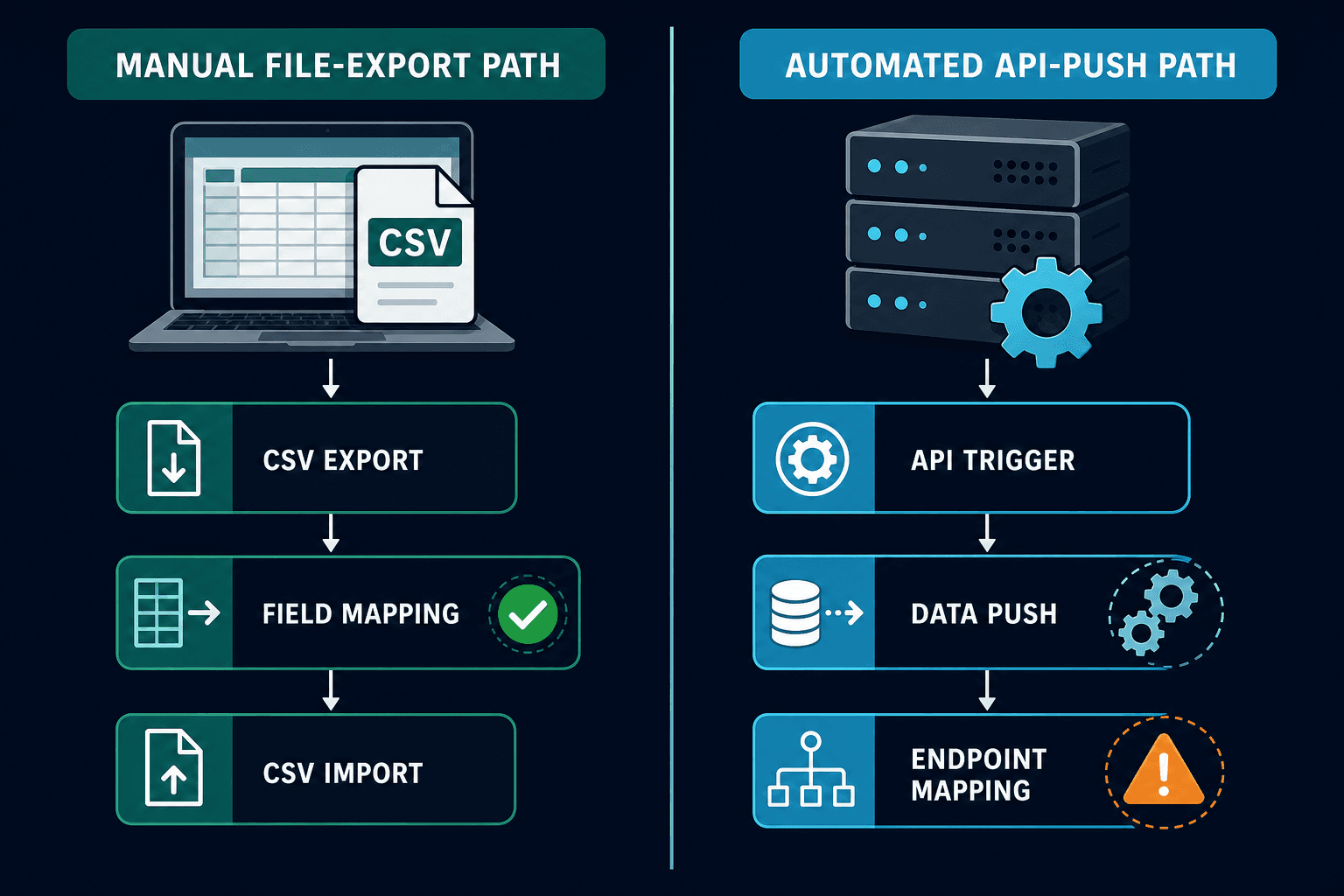 Conceptual Flowchart Comparing A Manual — Cmdb Migration Lansweeper Faddom Guide