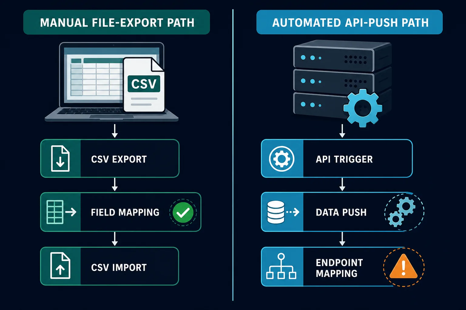 Conceptual Flowchart Comparing A Manual — Cmdb Migration Lansweeper Faddom Guide