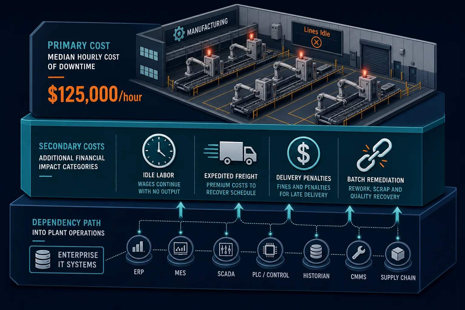 Downtime Cost Stack For Manufacturing Sh — Itom For Manufacturing Enterprise Systems Plant Operations