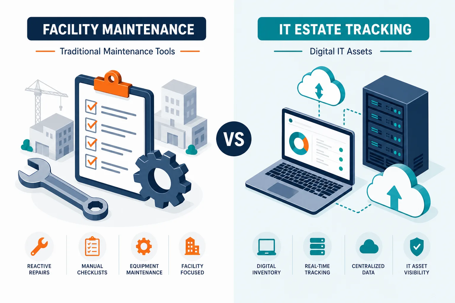 Facility Maintenance Icons Set Against L — Asset Management Software For Small Business