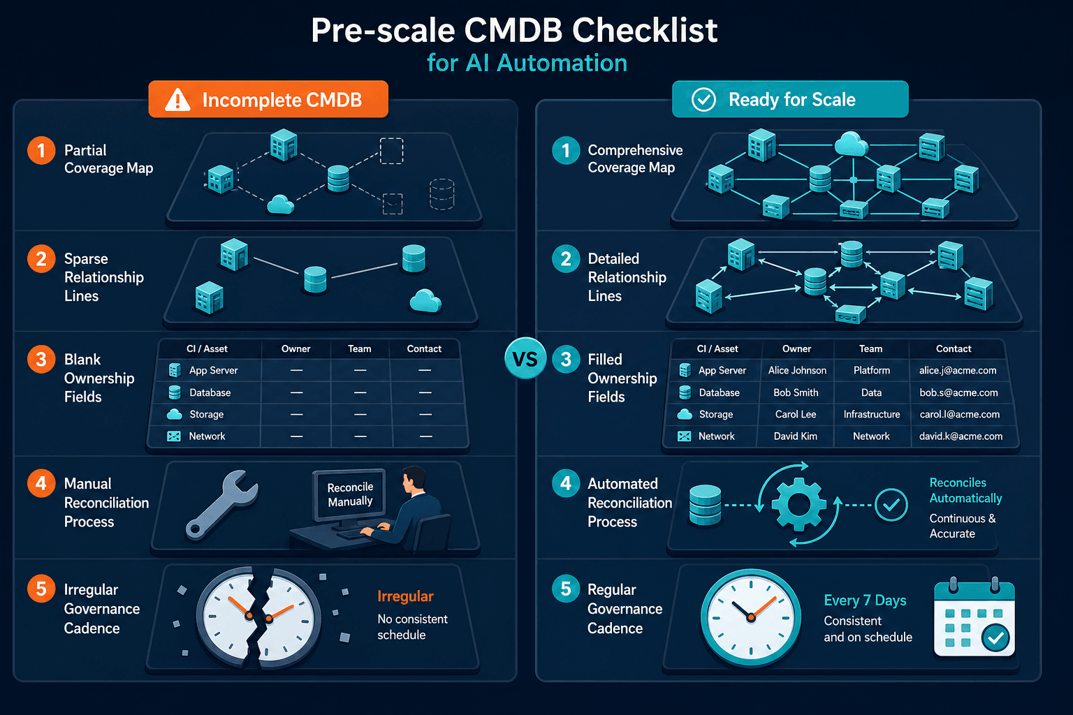 Pre Scale Cmdb Checklist Across Coverage Pre Scale Cmdb Checklist Across Coverage — Trustworthy Cmdb For Ai Automation Before You Scale