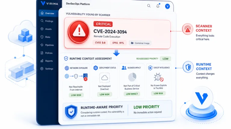 YOUR DEVSECOPS PLATFORM CALLS ALMOST EVERYTHING CRITICAL. RUNTIME CONTEXT DISAGREES.