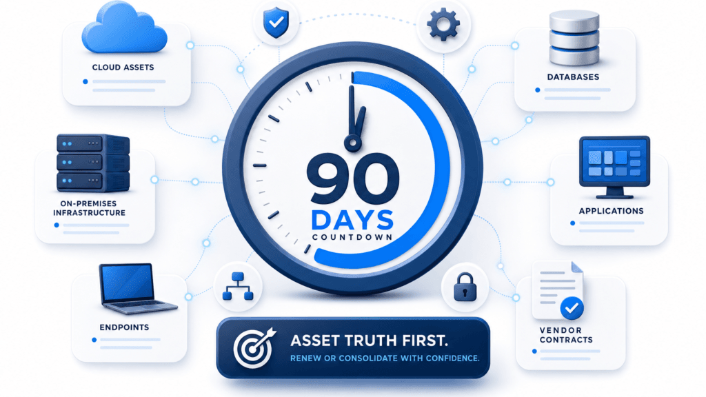 ASSET TRUTH NEEDED BEFORE VENDOR CONSOLIDATION OR RENEWALS STILL STARTS WITH A 90-DAY CLOCK