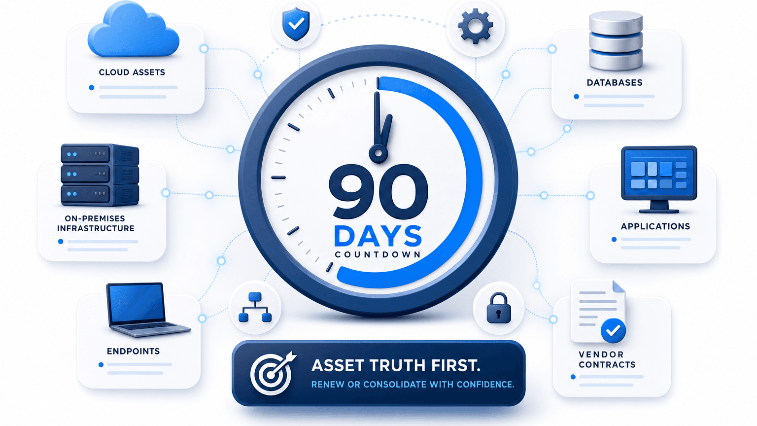 ASSET TRUTH NEEDED BEFORE VENDOR CONSOLIDATION OR RENEWALS STILL STARTS WITH A 90-DAY CLOCK