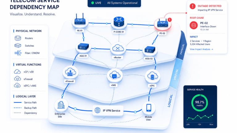 TELECOM SERVICE DEPENDENCY MAPPING FOR OUTAGE DIAGNOSIS
