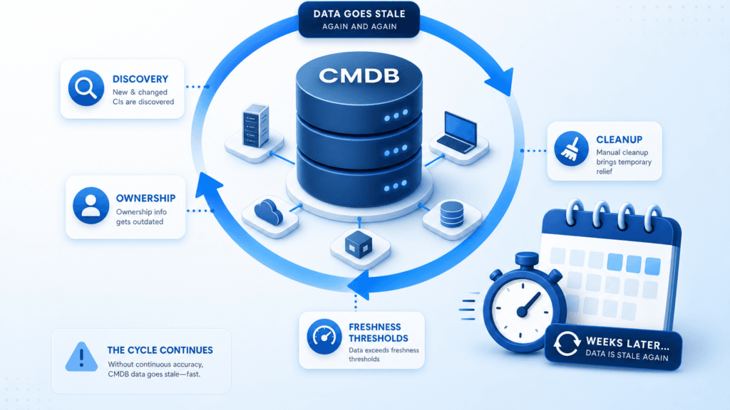 WHY YOUR CMDB DATA GOES STALE AGAIN WITHIN WEEKS OF CLEANUP