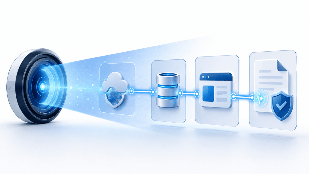 Automated discovery tracing a live dependency path across cloud, database, application, and insurance claims systems.