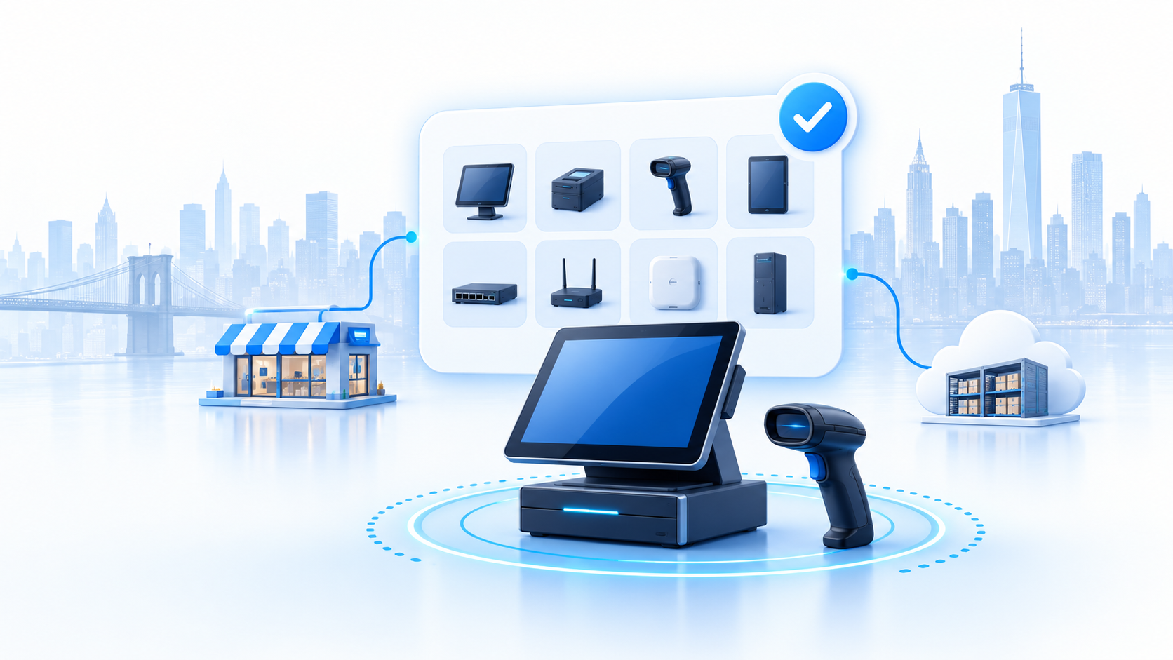 Discovered POS, network, and warehouse assets organized in a verified inventory across New York retail locations.