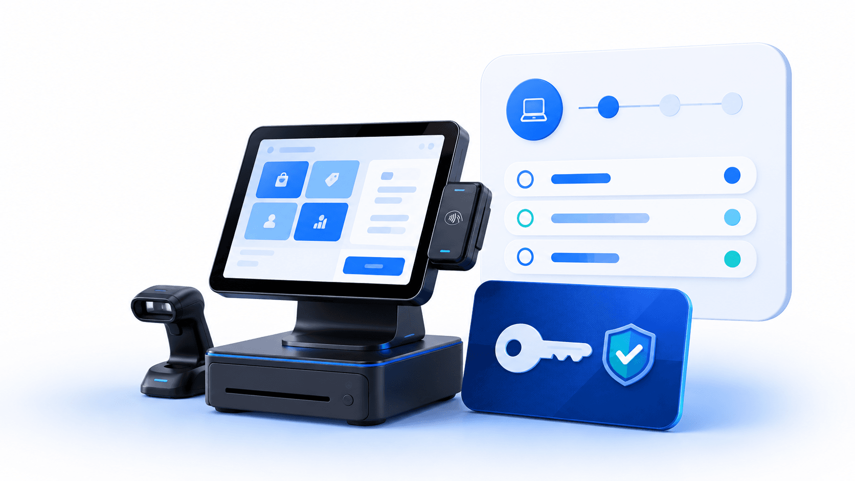 Retail POS hardware and software licenses managed through a centralized IT asset management platform.